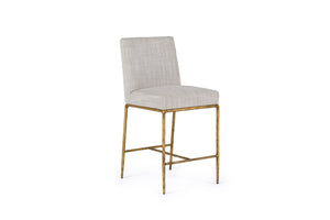 VIG Furniture Modrest Beasley - Modern Off-White Linen + Brass Counter Chair VGMY-3756-26-WHT