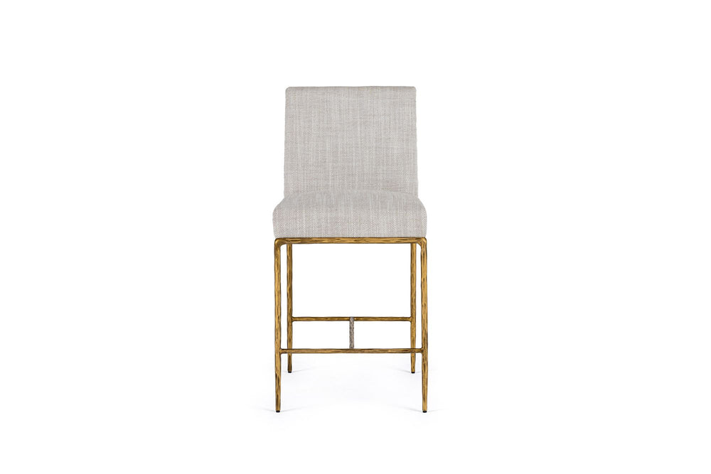 VIG Furniture Modrest Beasley - Modern Off-White Linen + Brass Counter Chair VGMY-3756-26-WHT