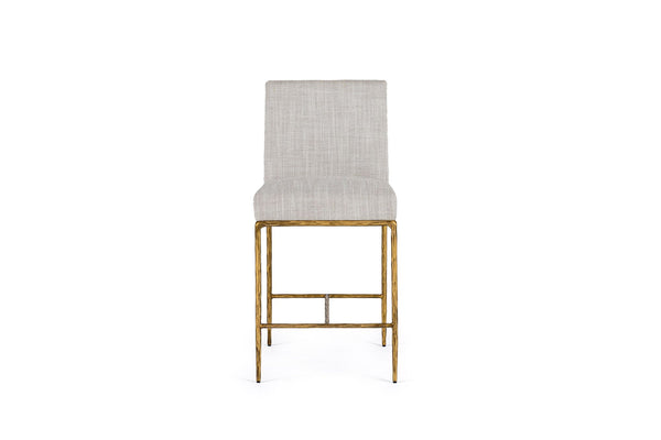 VIG Furniture Modrest Beasley - Modern Off-White Linen + Brass Counter Chair VGMY-3756-26-WHT