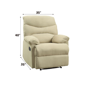 English Elm Arcadia Plush Microfiber Motion Recliner with Pillow-Top Arms, Smooth Latch Mechanism for Relaxation Beige 32 L x 31 W x 27 H B2726P256678