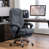 English Elm Vinsetto Massage Office Chair With Foot Rest, Executive Office Chair With 6 Vibration Point and Heat, Reclining Computer Chair, Swivel Desk Chair, Adjustable Height, Charcoal Gray