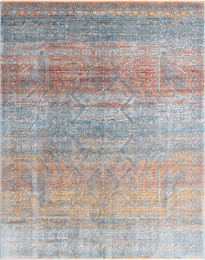 Unique Loom Newport Kingscote Machine Made Border Rug Multi, Ivory/Light Blue/Light Salmon/Rust Red/Terracotta 7' 10" x 10' 2"