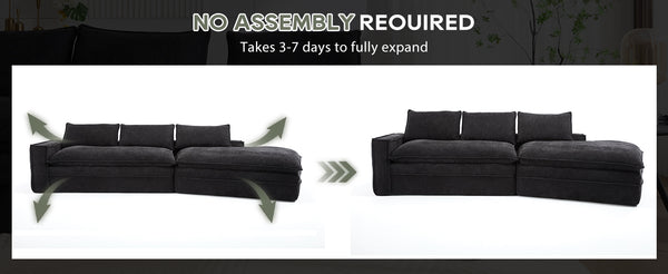 English Elm Modern Minimalist Modular Sectional Sofa - Versatile Upholstered Cloud Couch With Right Chaise In Black W2959S00012