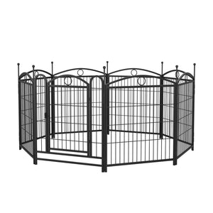 English Elm Dog Playpen 8 Panel Heavy Duty Iron Pet Fence Foldable Indoor Outdoor Exercise Pen Black W368P234000