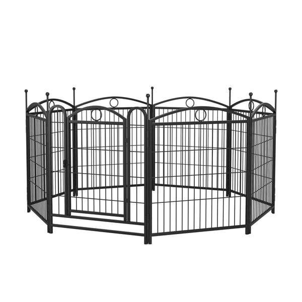 English Elm Dog Playpen 8 Panel Heavy Duty Iron Pet Fence Foldable Indoor Outdoor Exercise Pen Black W368P234000