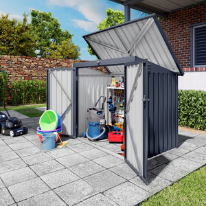 English Elm Outdoor Metal Trash Bin Enclosure for Two Cans Waterproof Powder-coated Yard Shed W3213P445772