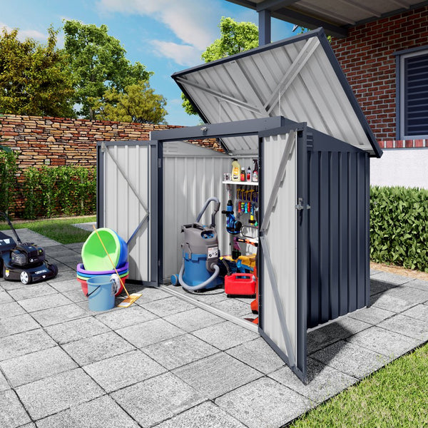 English Elm Outdoor Metal Trash Bin Enclosure for Two Cans Waterproof Powder-coated Yard Shed W3213P445772