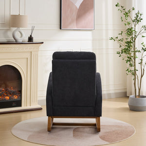 English Elm 27.2"w Wingback Glider Rocker Polyester Nursery Chair with Walnut Rubberwood Base W3188P304603