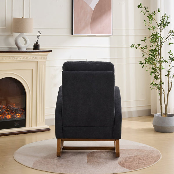 English Elm 27.2"w Wingback Glider Rocker Polyester Nursery Chair with Walnut Rubberwood Base W3188P304603