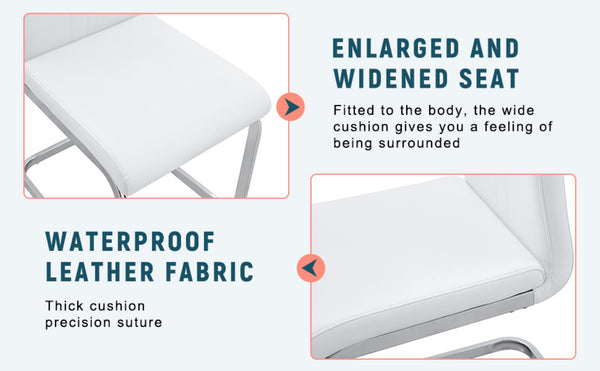 English Elm Set Of 4 Bow-Shaped White Pu Chairs - Modern Ergonomic Design For Comfort In Any Contemporary Space W3226P279081-GIGA