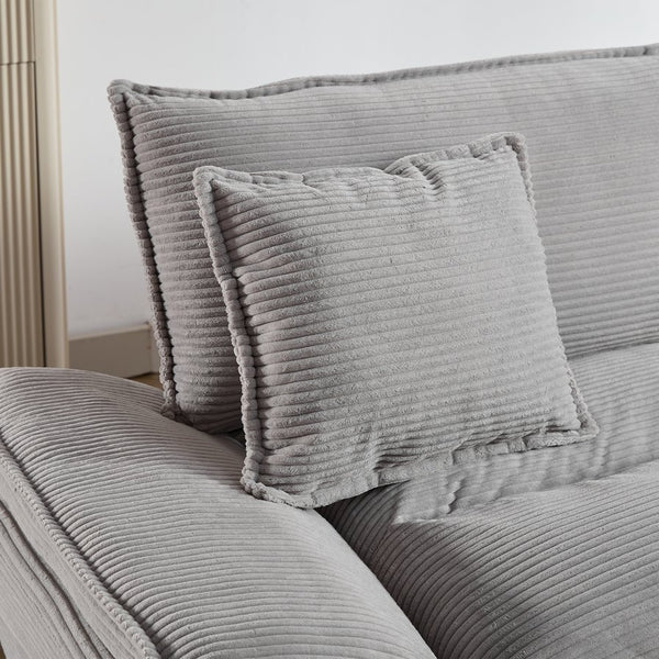 English Elm Corduroy Modern Sofa Sleeper Loveseat with Double-Layer Cushions, Two Pillows, Sturdy Frame 84" LIGHT GREY W676P227345