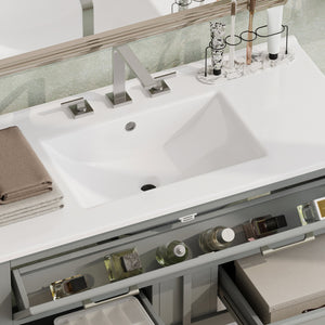 English Elm Christopher Knight Home® - 36" Modern Bathroom Vanity with Ceramic Sink, Tip-Out Tray, Soft-Close Drawers, Open Shelf, Waterproof Surface Gray N817P288908G