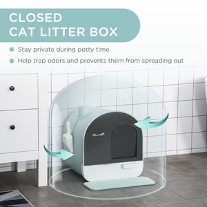 English Elm Pawhut Covered Cat Litter Box With Lid, Easy-Clean Tray, Private Space & Odor Control, Green 17" X 17" W2225P200781-GIGA