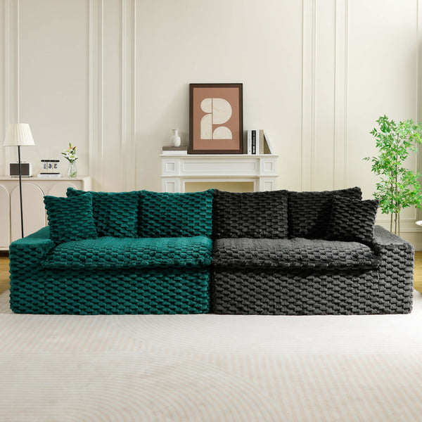 English Elm Luxury Color-Block Turtle Velvet Sofa - Versatile Seating For Modern Living Rooms, Cozy Style & Comfort W3371S00055
