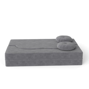 English Elm Modern Corduroy Folding Floor Sofa Sleeper with Foam Fill for Studio Bedroom Guests Antique Gray W2353P379625