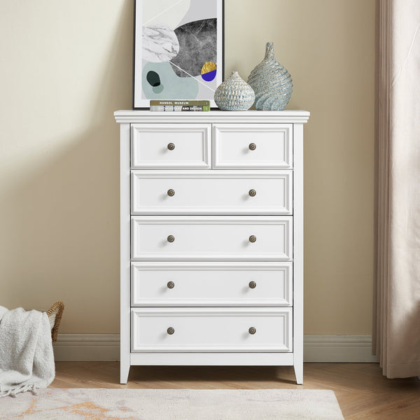 English Elm Modern 6-Drawer Dresser - Stylish Farmhouse Storage Solution With Vintage Hardware For Any Room W2275P149796