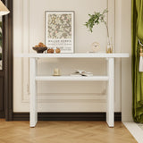 Trexm Elegant Minimalist Console Table with Sturdy Shelf Design, Rounded Edges, Antique White