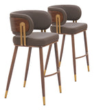 Brew Barstool - Set of 2 Brown & Walnut 110327 Zuo Modern