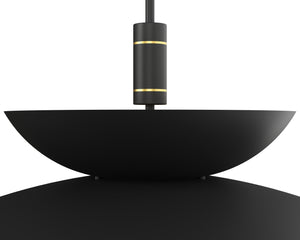 Sunpan Timea Pendant Light - Modern Tiered Dome Design in Matte Black & Brass for Stunning Home Illumination