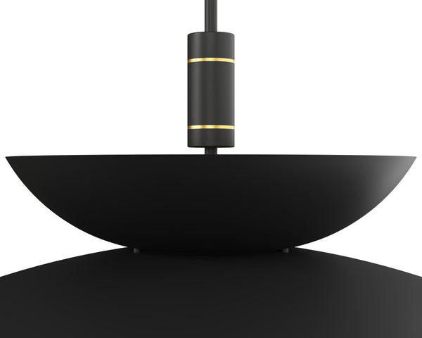 Sunpan Timea Pendant Light - Modern Tiered Dome Design in Matte Black & Brass for Stunning Home Illumination