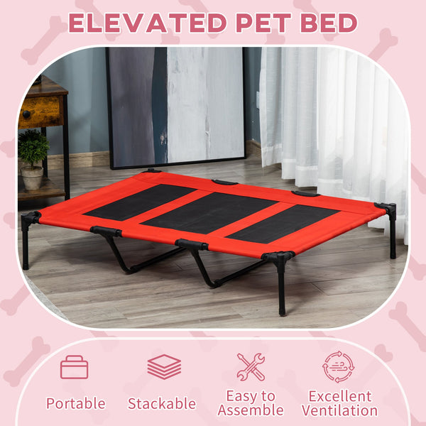 English Elm PawHut Heavy Duty 43" Steel Dog Crate with Wheels, Removable Tray, Top Access & Foldable Bowl Holder Red W2225P217558