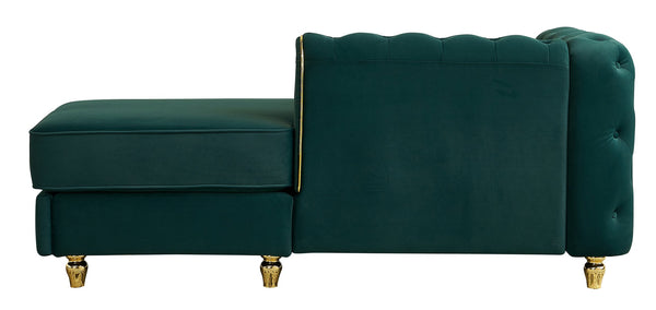 English Elm 66.9''W Velvet Chaise Lounge with Tufted Back and Gold Trim, Luxury Modern Sofa for Living Room Green W579P224636