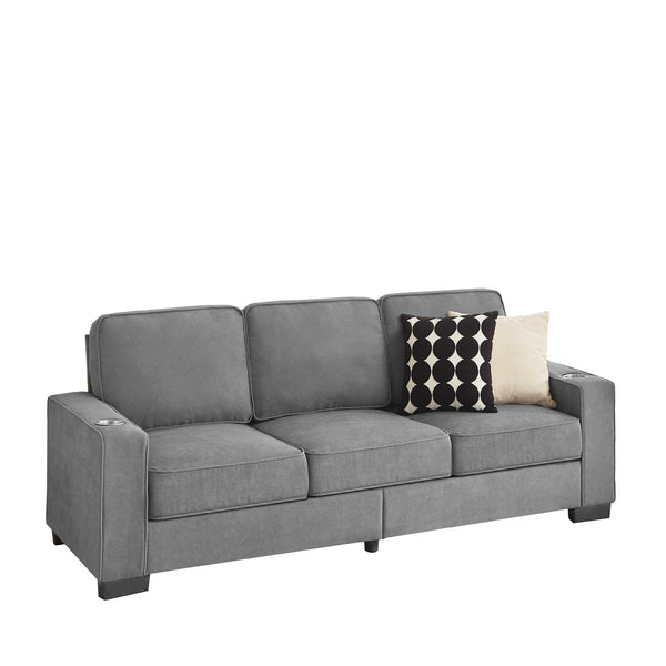 English Elm 83.86"Snowfleece Luxurious 3-Seater Sofa with High-Density Sponge & Spring Support, Cozy Velvet Gray W1359P215068
