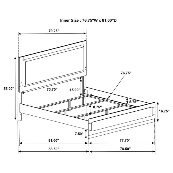 English Elm Sophia Modern Eastern King Panel Bed With Upholstered Headboard & Led Lighting - Chic Design! B062S01054-GIGA