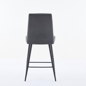 English Elm Adjustable Velvet Bar Chairs Set Of 2 - Modern Dark Grey Upholstered Seating For Kitchen & Dining W3615P340658