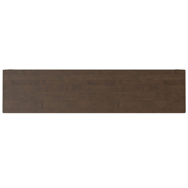 English Elm Harper 72" Low TV Media Stand in Walnut Brown – Solid Rubberwood, Mid-Century Design, Cord Management, Fits TVs to 80" B136P203483