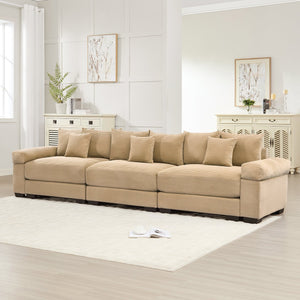 English Elm 130" Oversized Cloud Modular Sectional Couch - Luxurious Corduroy, Ergonomic Design, Easy Setup! W714S01302