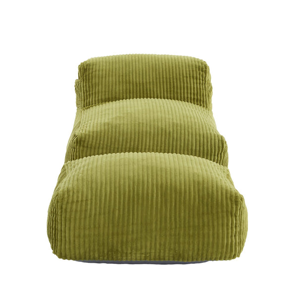English Elm Big Corduroy Lounger Bean Bag with Ottoman Memory Foam Fill for Living Room Olive W395P435351