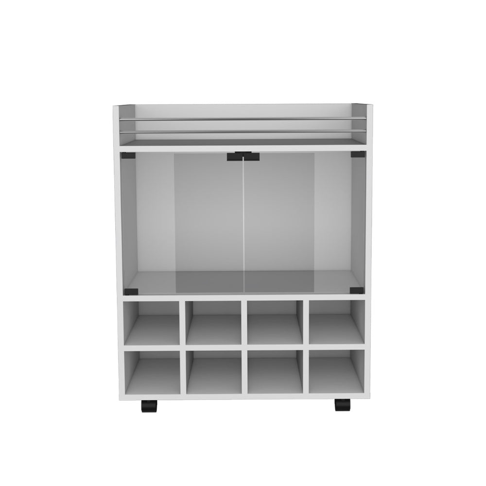 English Elm St Andrews Bar Cart - Stylish 8-Bottle Rack, Double Glass Cabinet & Mobile Serving Solution For Home B200P188874-GIGA