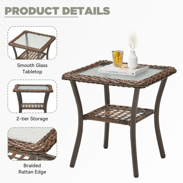 English Elm 3 Piece Outdoor Bistro Set Swivel Rocker Chairs Pe Rattan Wicker Patio Side Table Beige T3773P417374