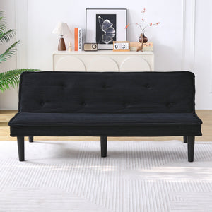 English Elm This 66-inch corduroy sofa bed with button-back design, sturdy wood frame, comfy sponge cushions, 500lb capacity Black W3371P311444