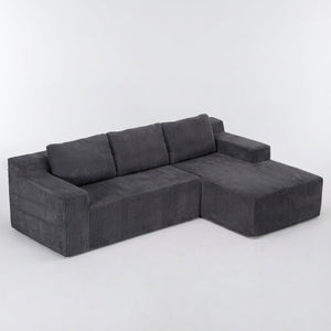 English Elm Corduroy L Shaped Modular Sectional Low Profile Floor Sofa for Living Room W1919S00010