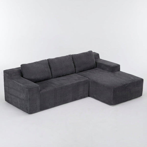 English Elm Corduroy L Shaped Modular Sectional Low Profile Floor Sofa for Living Room W1919S00010