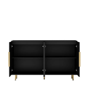 English Elm Black Fluted Buffet Cabinet Modern Sideboard with Adjustable Shelves, Large Storage Credenza for Living Room Decor W1321P171785