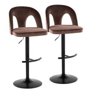 English Elm Adjustable Velvet Swivel Barstools Set of 2 for Kitchen Island or Home Bar B202S01957