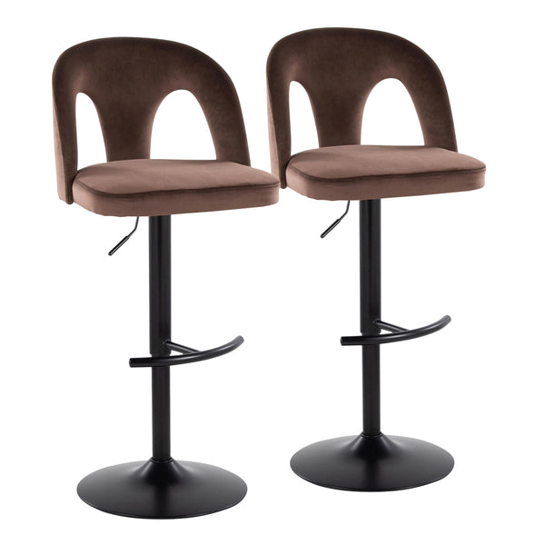 English Elm Adjustable Velvet Swivel Barstools Set of 2 for Kitchen Island or Home Bar B202S01957