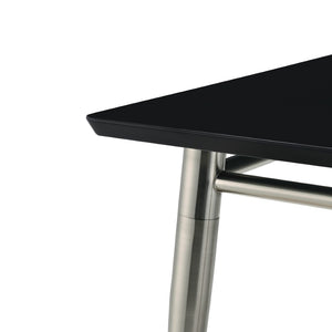 OSP Home Furnishings Brooklyn Square End Table with Brushed Nickel Frame for Modern Living Rooms and Offices Black MG0922S-BK