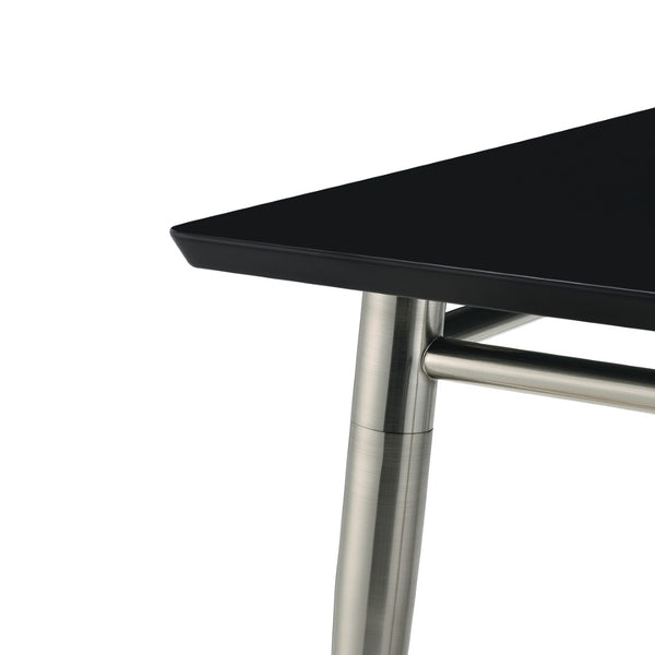 OSP Home Furnishings Brooklyn Square End Table with Brushed Nickel Frame for Modern Living Rooms and Offices Black MG0922S-BK