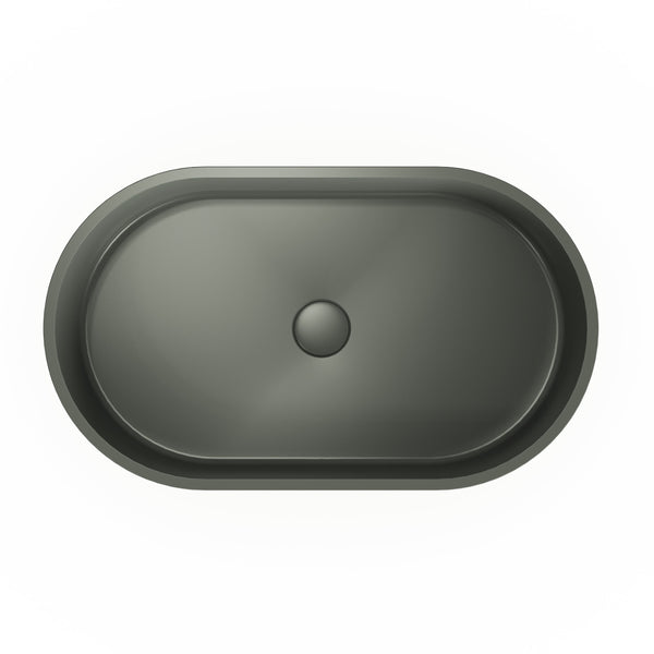 English Elm 23.6'' Oval Concrete Vessel Sink Artisan Matte Finish Above Counter Vanity Basin W1613P368838