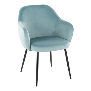 English Elm Dining Chair Set of 2 Velvet Upholstered Tapered Metal Legs Contemporary Style Light Blue B202P471289
