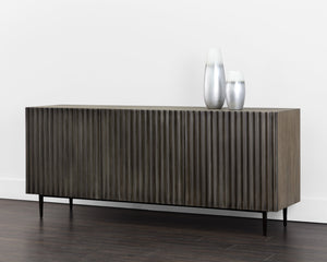 Sunpan Carlin Sideboard – Bold Mango Wood Design with Sculpted Details and Urban Steel Legs for Modern Spaces Large - 72W x 18.25D x 30H