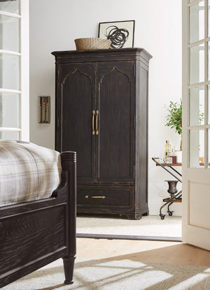 Hooker Furniture Americana Cathedral Oak Wardrobe With Arched Top, Distressed Daisy Finish & Felt-Lined Drawers 7050-90013-89
