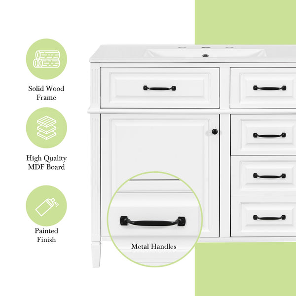 English Elm 36-Inch Modern Bathroom Vanity With Ceramic Sink, Durable Wood Frame, Adjustable Storage & Sleek Design N725P350849K