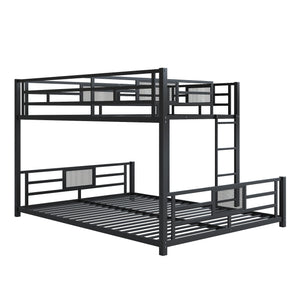 English Elm L-shaped Metal Twin over Full Bunk Bed with Durable Steel Frame, Space-Saving Design and Kid-Friendly Safety Features Black N709P196510B