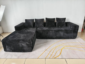 English Elm Cloud Modular Sectional Sofa with Right Chaise, Plush Corduroy, No Assembly, Deep Cloud Seat Comfort W3955P388716