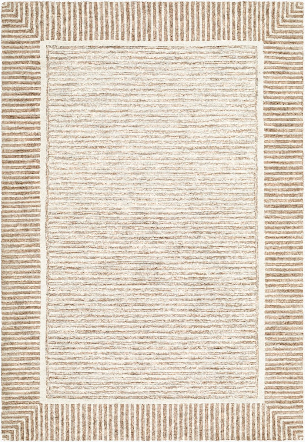 Livabliss Benchcraft Hand Tufted Wool Area Rug Farmhouse Cottage Style for Living Room Floors Taupe, Ivory 5' x 7'6" BEC2308-576